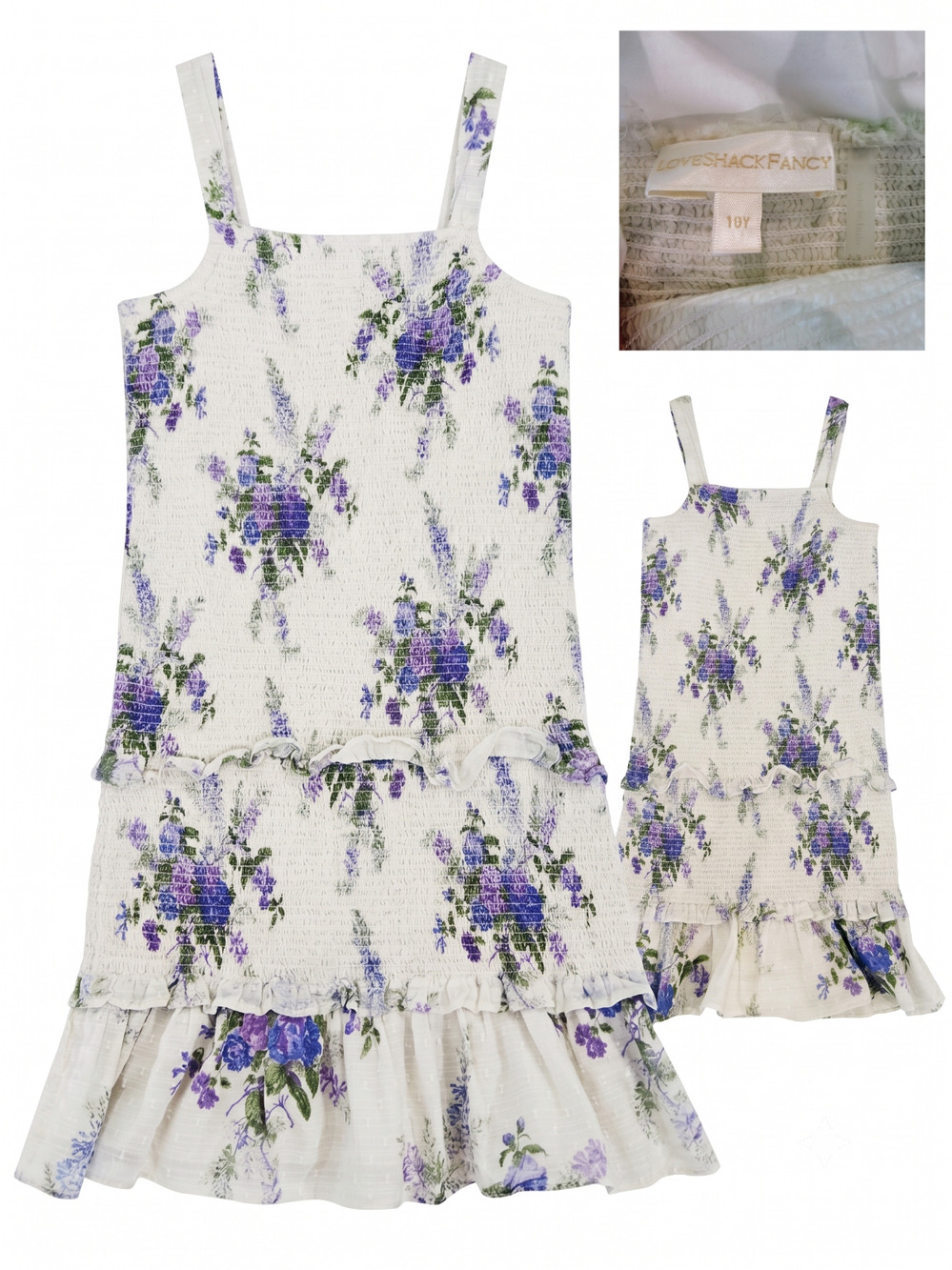 LoveShackFancy Tween Mosa Smocked Cotton Dress 10Y